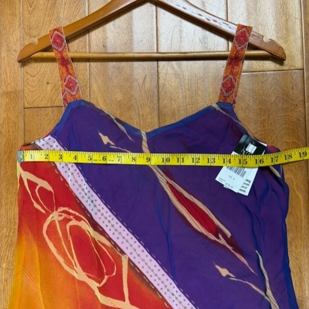 VTG Carole Little Midi Dress Size 10 Radical Rainbow Beaded Straps Boho Resort - Picture 6 of 11